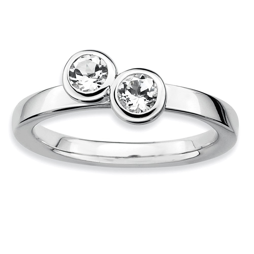 Image of ID 1 Sterling Silver Stackable Expressions Dbl Round White Topaz Ring
