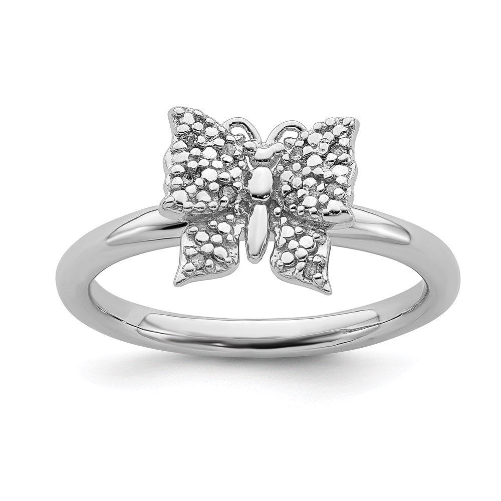 Image of ID 1 Sterling Silver Stackable Expressions Diamond Butterfly Ring