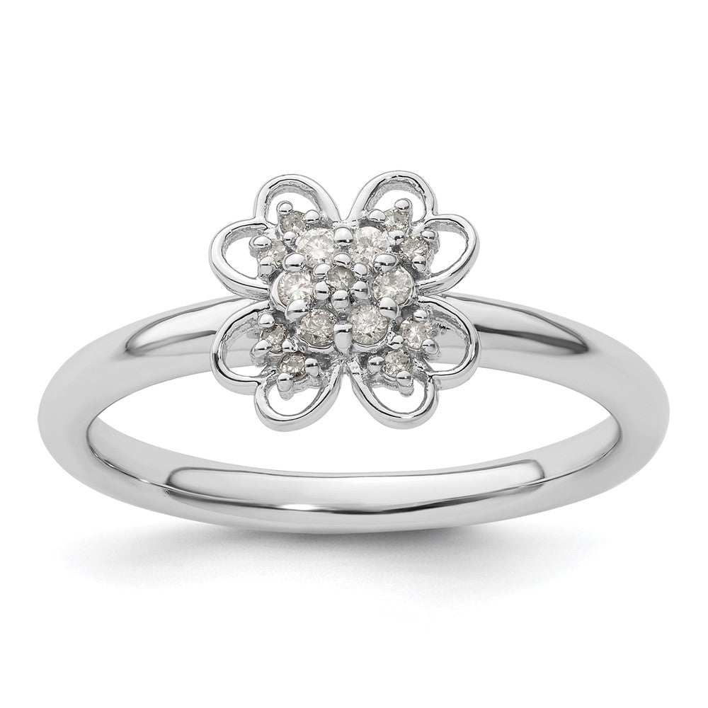 Image of ID 1 Sterling Silver Stackable Expressions Diamond Flower Ring