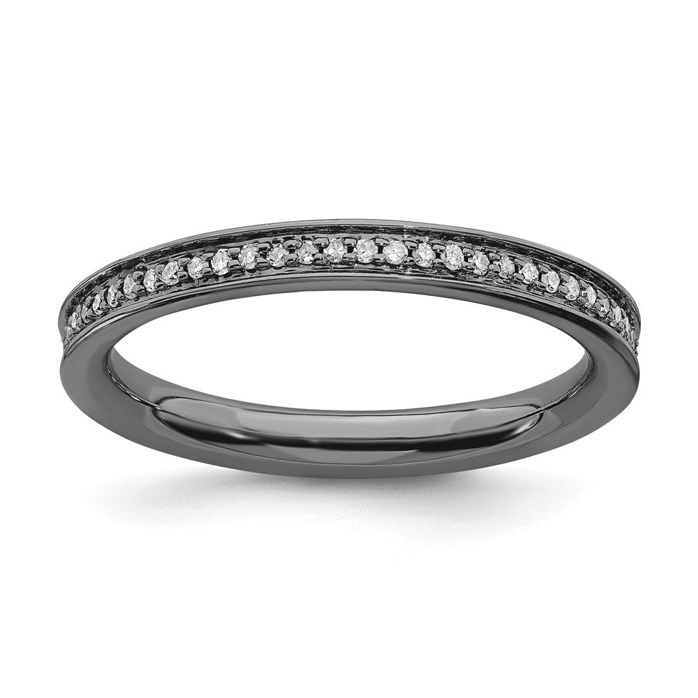 Image of ID 1 Sterling Silver Stackable Expressions & Diamonds Black-plated Ring
