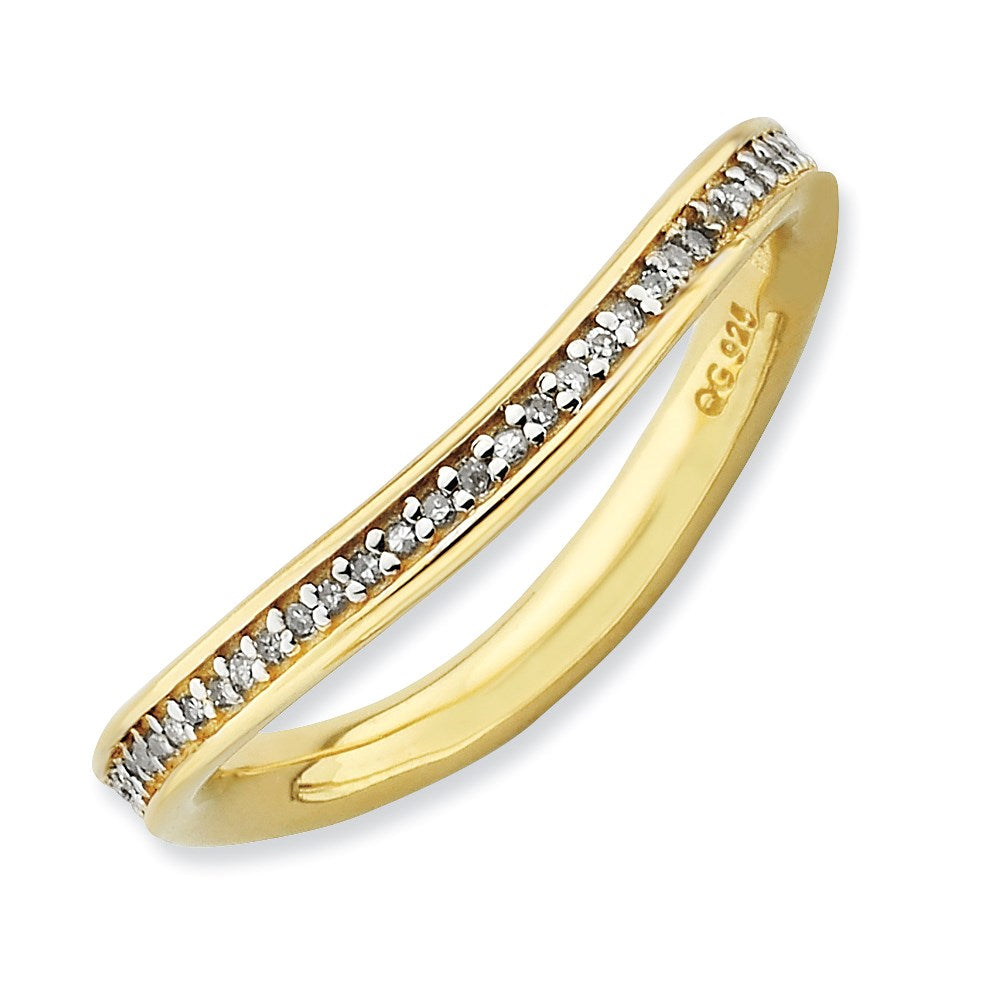 Image of ID 1 Sterling Silver Stackable Expressions & Diamonds Gold-plated Wave Ring