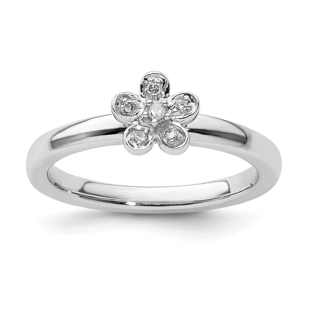 Image of ID 1 Sterling Silver Stackable Expressions Flower Diamond Ring