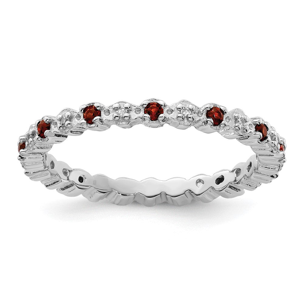 Image of ID 1 Sterling Silver Stackable Expressions Garnet & Diamond Ring