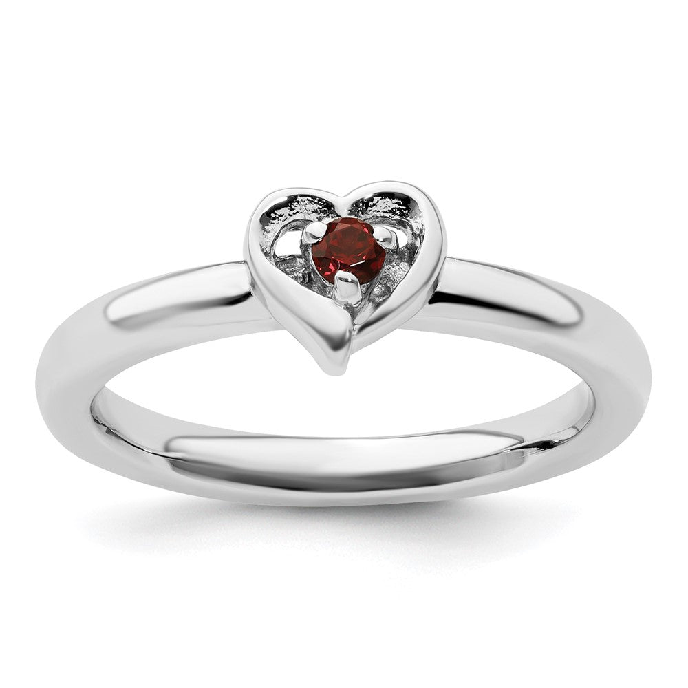 Image of ID 1 Sterling Silver Stackable Expressions Garnet Heart Ring