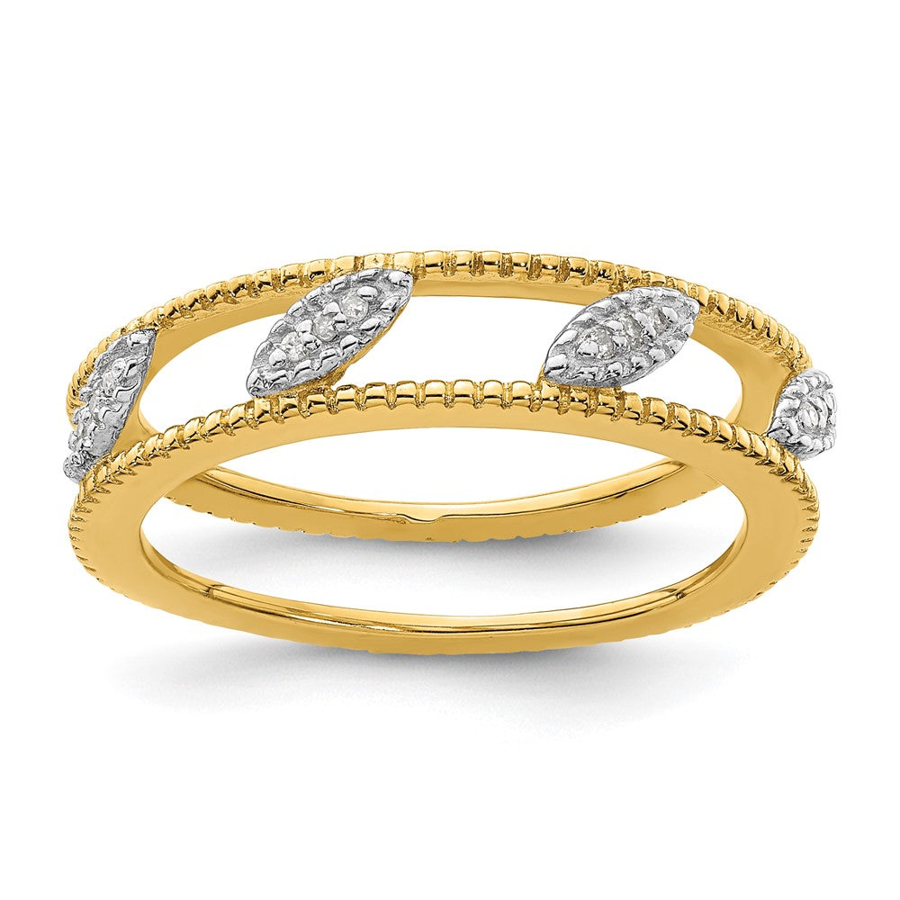 Image of ID 1 Sterling Silver Stackable Expressions Gold-plated Diamond Jacket Ring