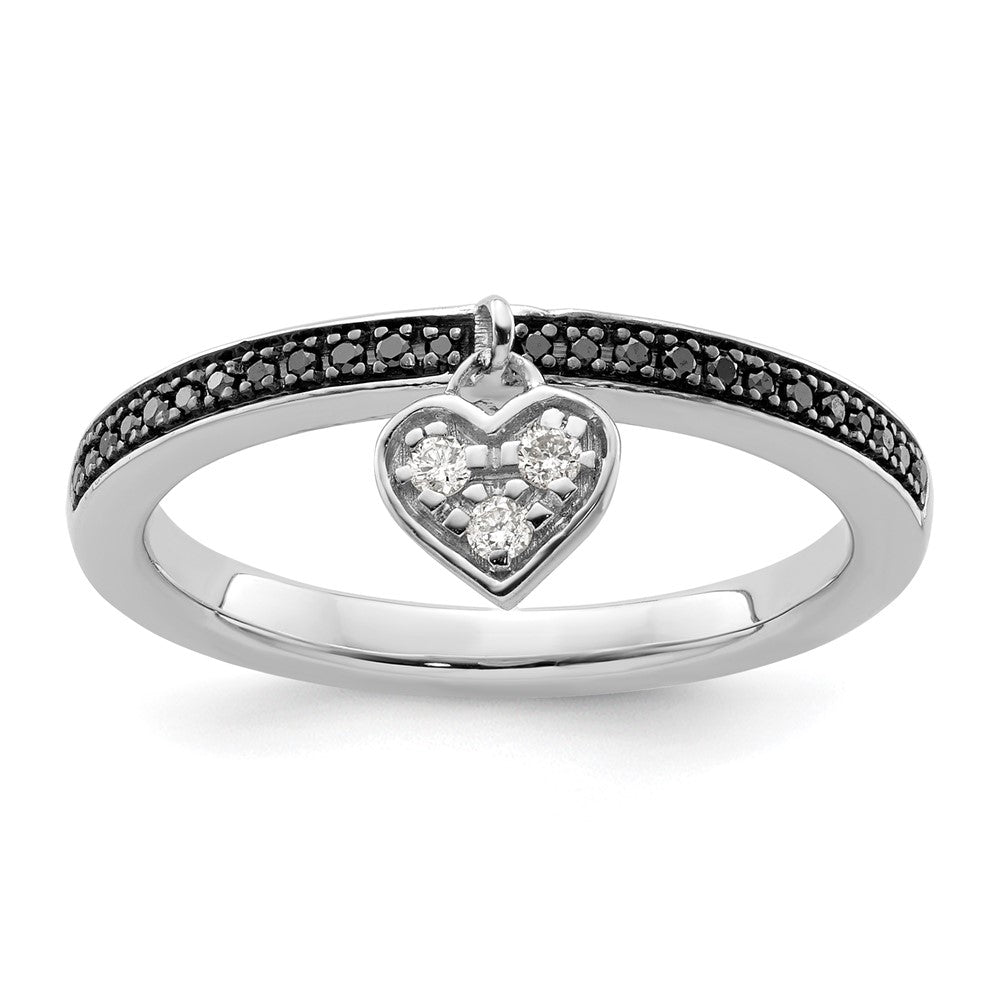 Image of ID 1 Sterling Silver Stackable Expressions Heart Black & White Diamond Ring