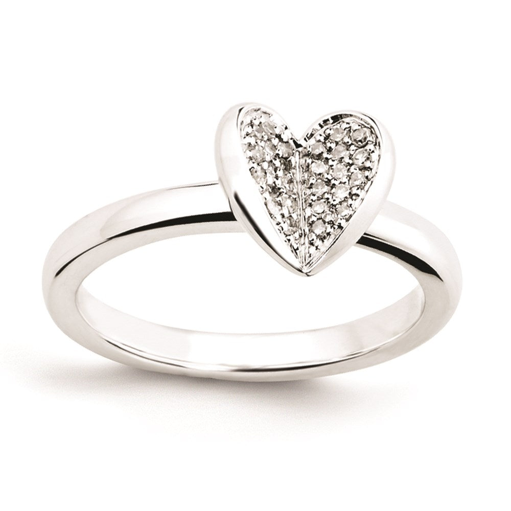 Image of ID 1 Sterling Silver Stackable Expressions Heart w/Diamonds Ring