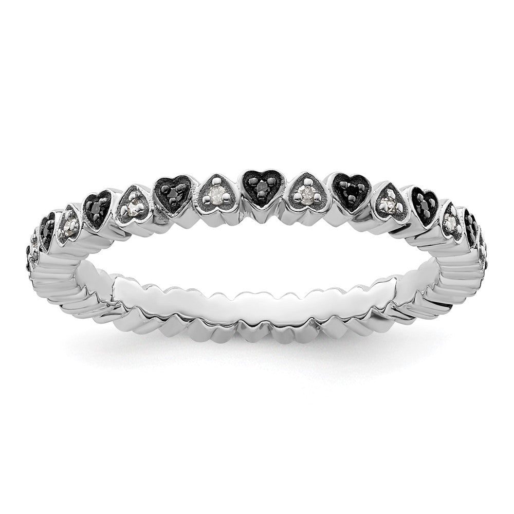 Image of ID 1 Sterling Silver Stackable Expressions Hearts Black & White Diamond Ring