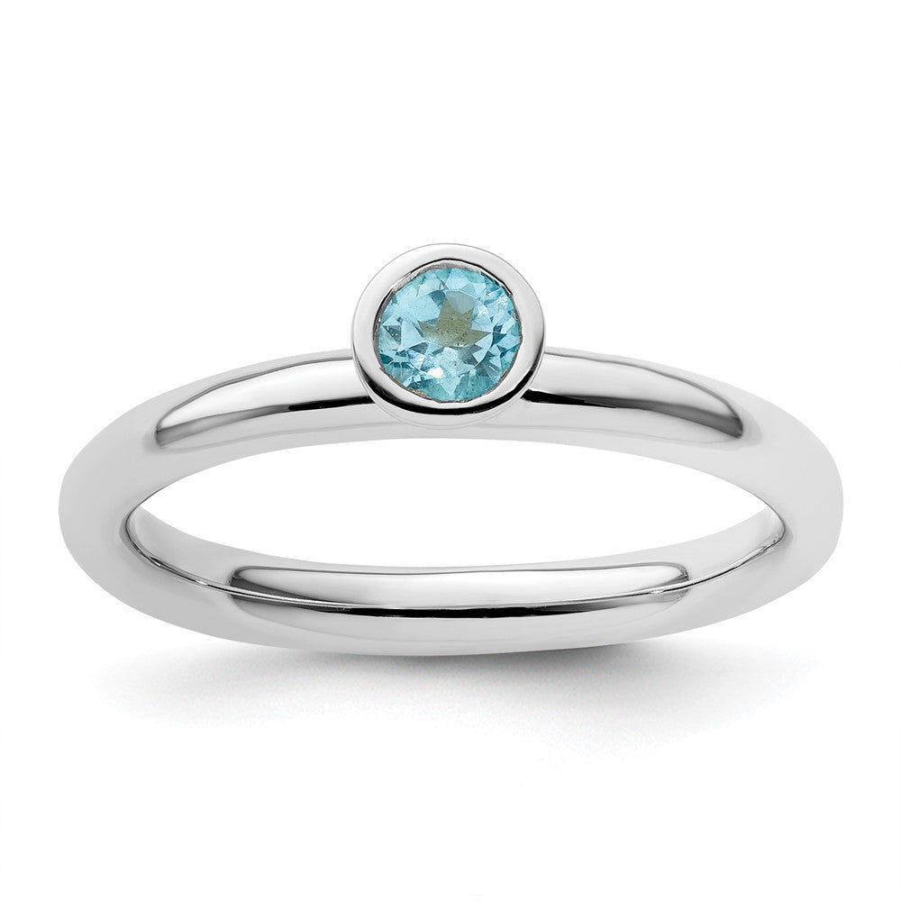 Image of ID 1 Sterling Silver Stackable Expressions High 4mm Round Blue Topaz Ring