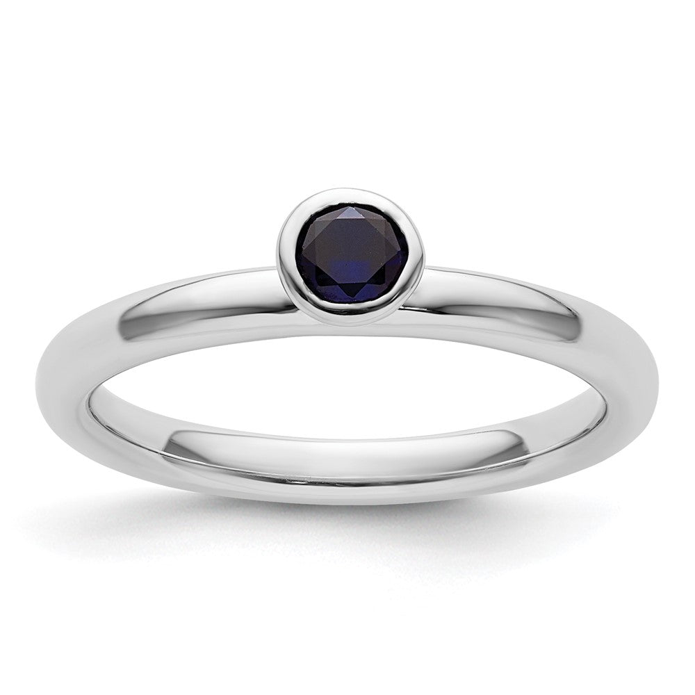 Image of ID 1 Sterling Silver Stackable Expressions High 4mm Round Cr Sapphire Ring