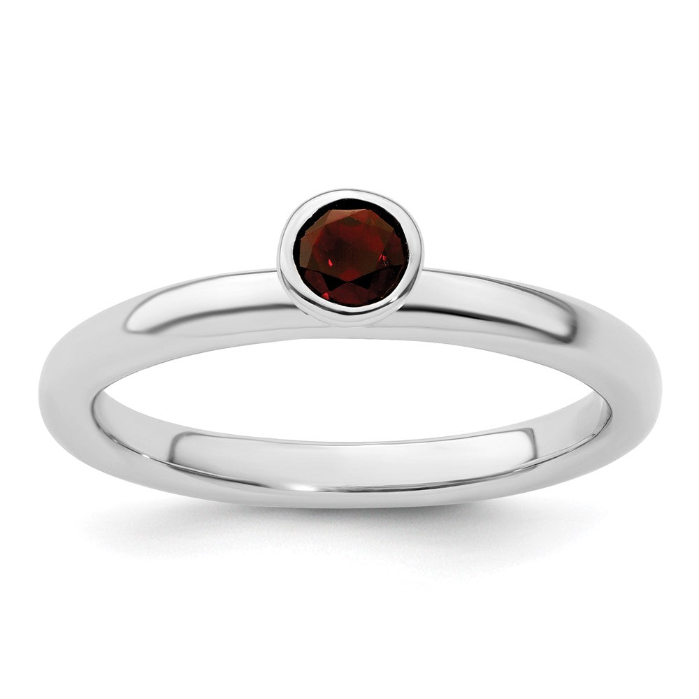 Image of ID 1 Sterling Silver Stackable Expressions High 4mm Round Garnet Ring