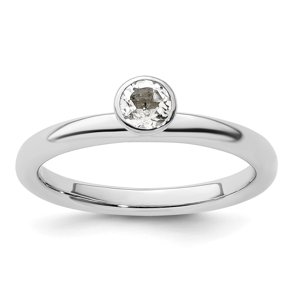 Image of ID 1 Sterling Silver Stackable Expressions High 4mm Round White Topaz Ring