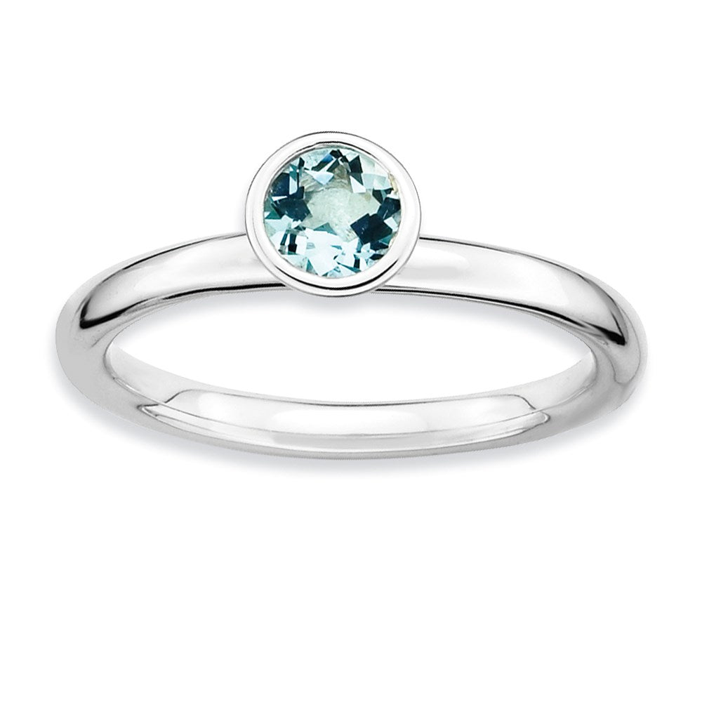 Image of ID 1 Sterling Silver Stackable Expressions High 5mm Round Aquamarine Ring