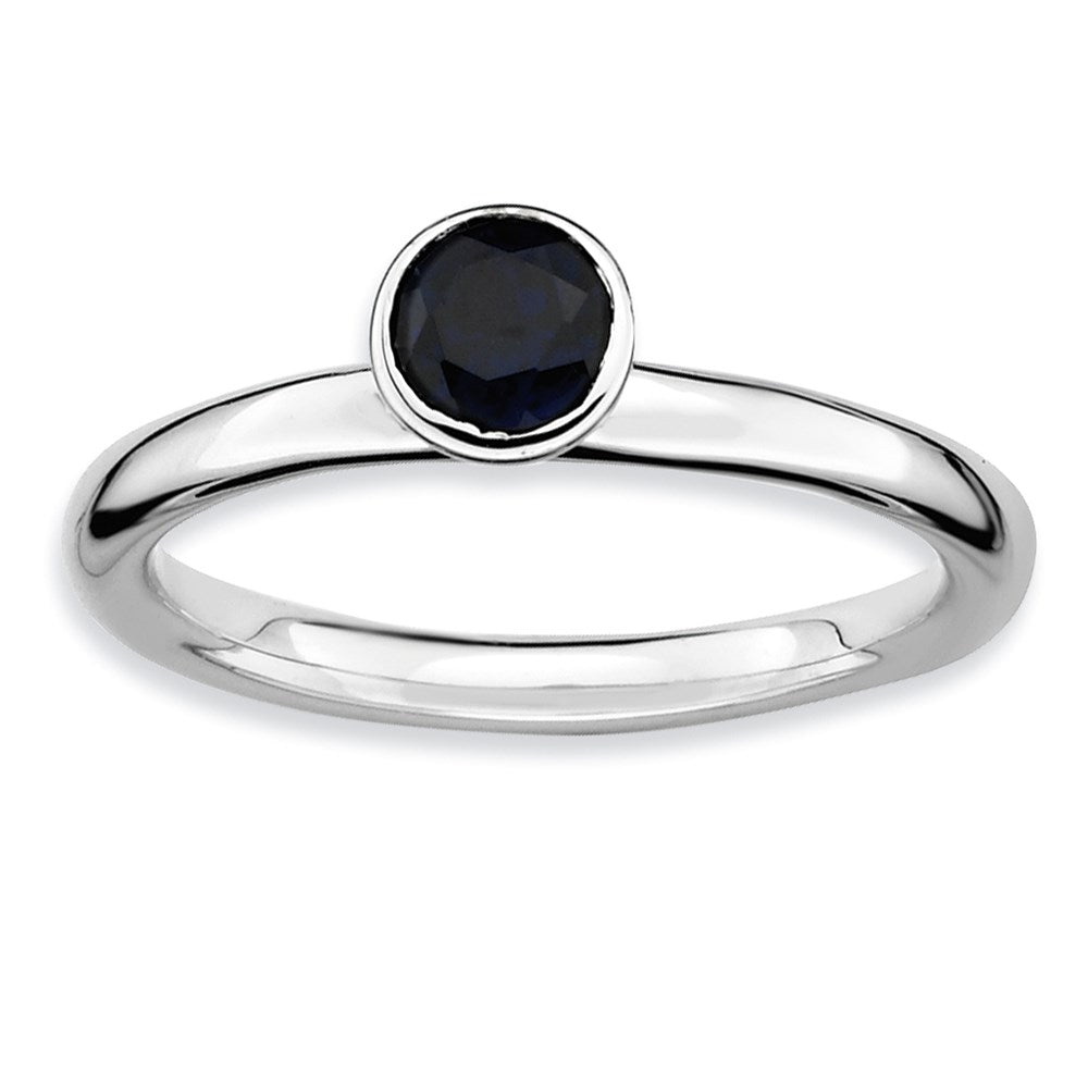 Image of ID 1 Sterling Silver Stackable Expressions High 5mm Round Cr Sapphire Ring