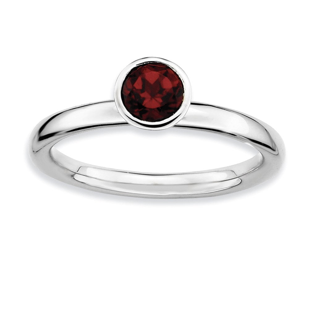 Image of ID 1 Sterling Silver Stackable Expressions High 5mm Round Garnet Ring