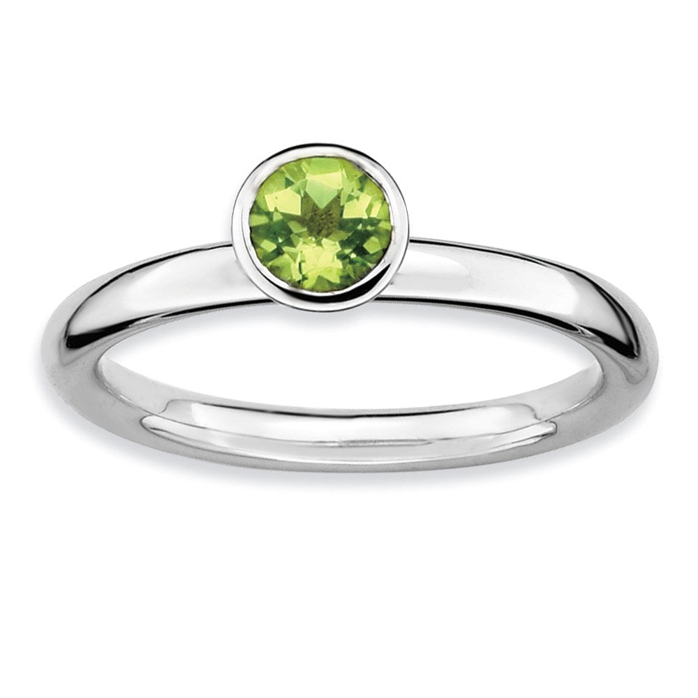 Image of ID 1 Sterling Silver Stackable Expressions High 5mm Round Peridot Ring