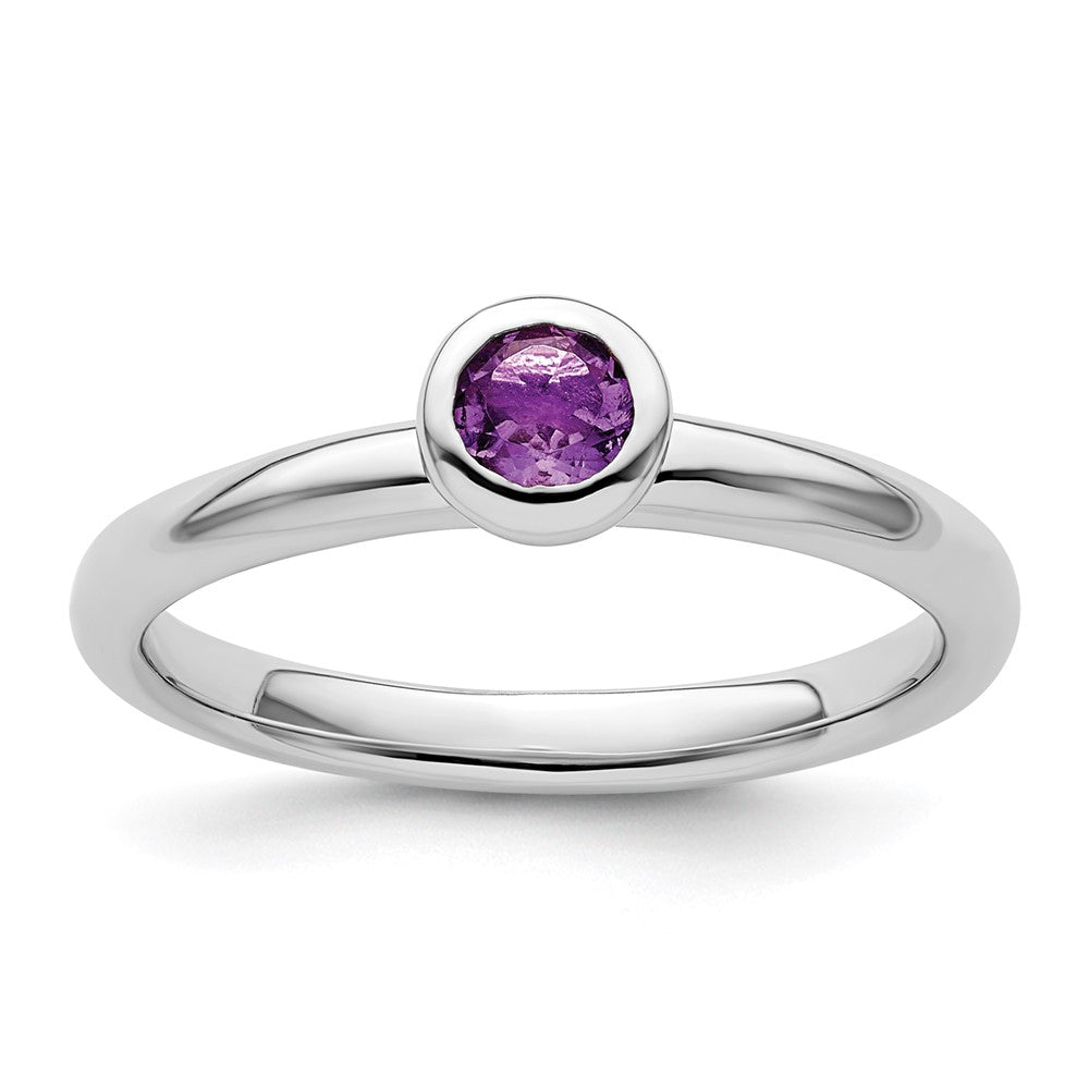 Image of ID 1 Sterling Silver Stackable Expressions Low 4mm Round Amethyst Ring
