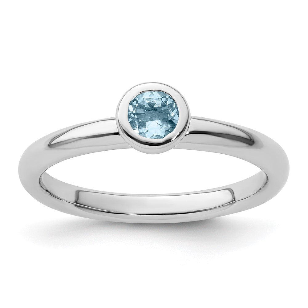 Image of ID 1 Sterling Silver Stackable Expressions Low 4mm Round Aquamarine Ring