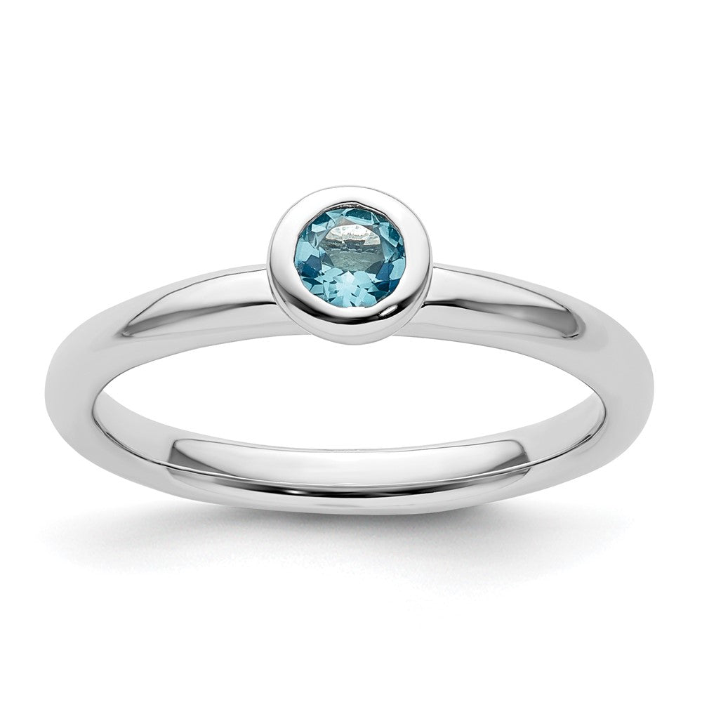 Image of ID 1 Sterling Silver Stackable Expressions Low 4mm Round Blue Topaz Ring