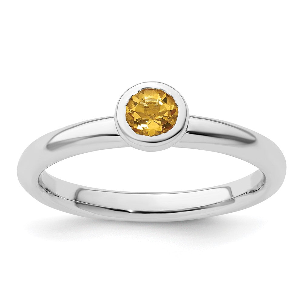 Image of ID 1 Sterling Silver Stackable Expressions Low 4mm Round Citrine Ring