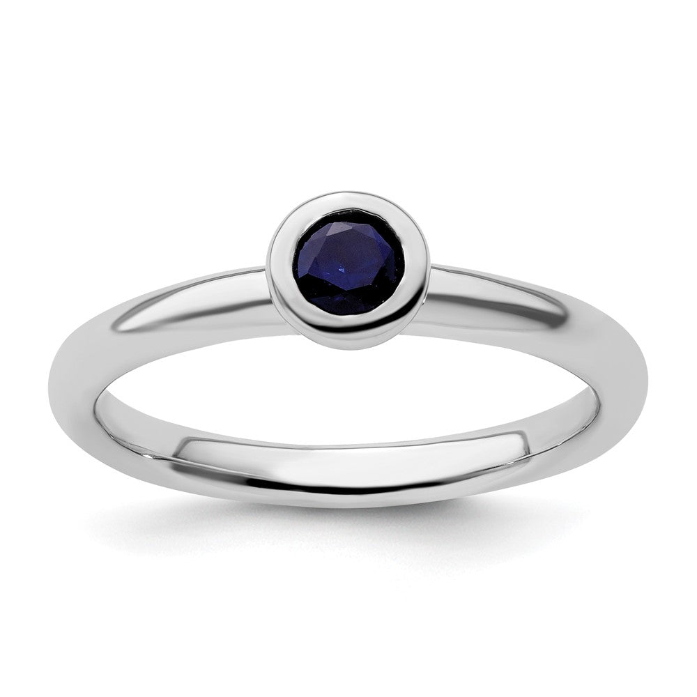Image of ID 1 Sterling Silver Stackable Expressions Low 4mm Round Cr Sapphire Ring