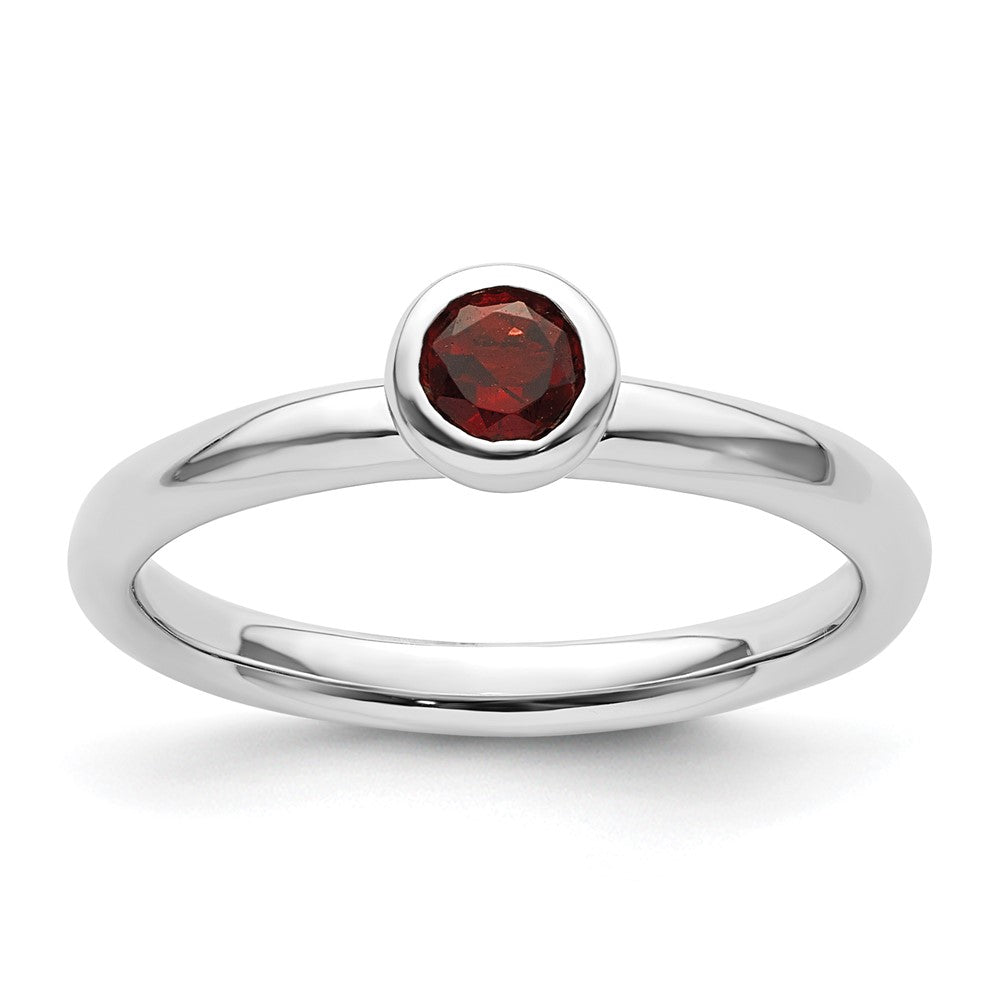 Image of ID 1 Sterling Silver Stackable Expressions Low 4mm Round Garnet Ring