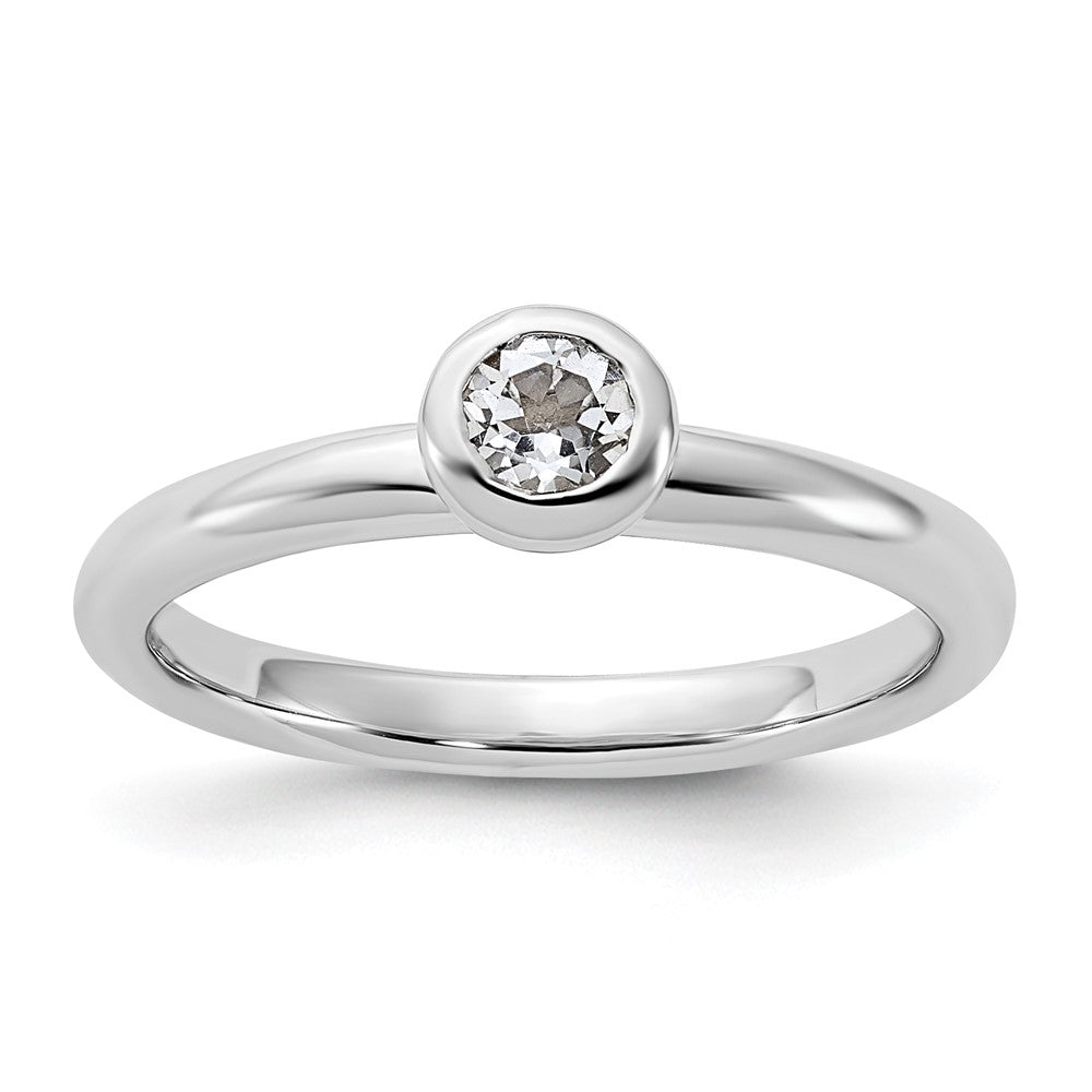 Image of ID 1 Sterling Silver Stackable Expressions Low 4mm Round White Topaz Ring
