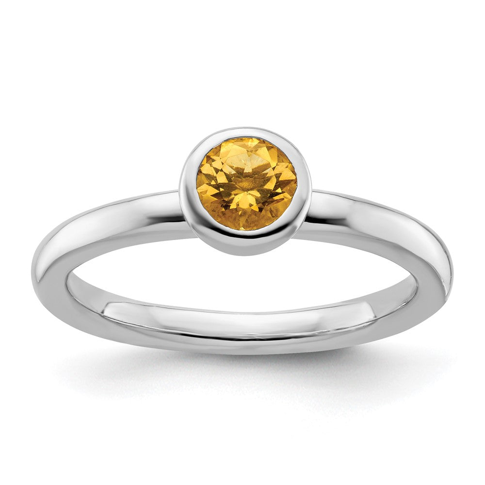 Image of ID 1 Sterling Silver Stackable Expressions Low 5mm Round Citrine Ring