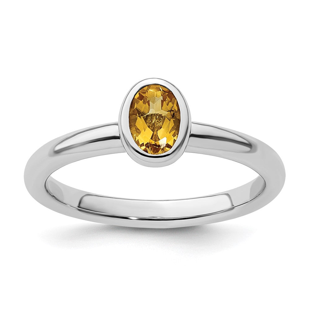 Image of ID 1 Sterling Silver Stackable Expressions Oval Citrine Ring