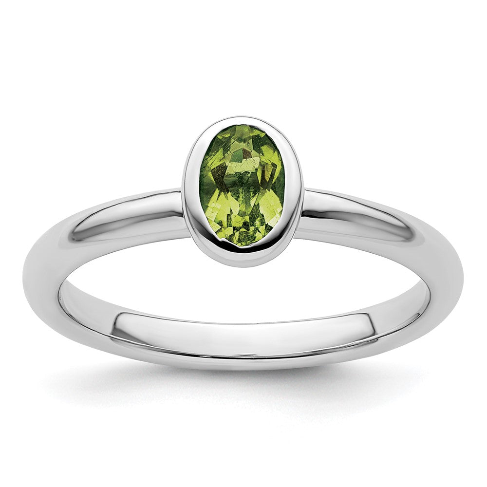 Image of ID 1 Sterling Silver Stackable Expressions Oval Peridot Ring