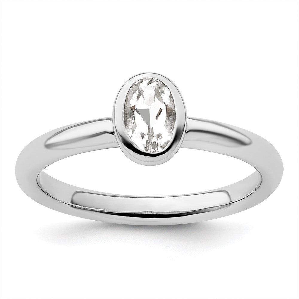Image of ID 1 Sterling Silver Stackable Expressions Oval White Topaz Ring