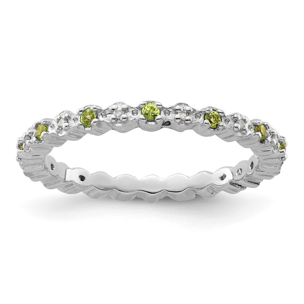 Image of ID 1 Sterling Silver Stackable Expressions Peridot & Diamond Ring