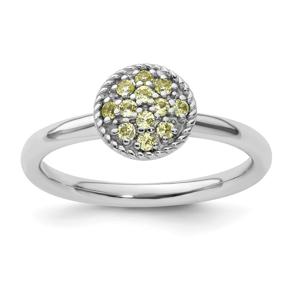 Image of ID 1 Sterling Silver Stackable Expressions Peridot Rhodium Ring