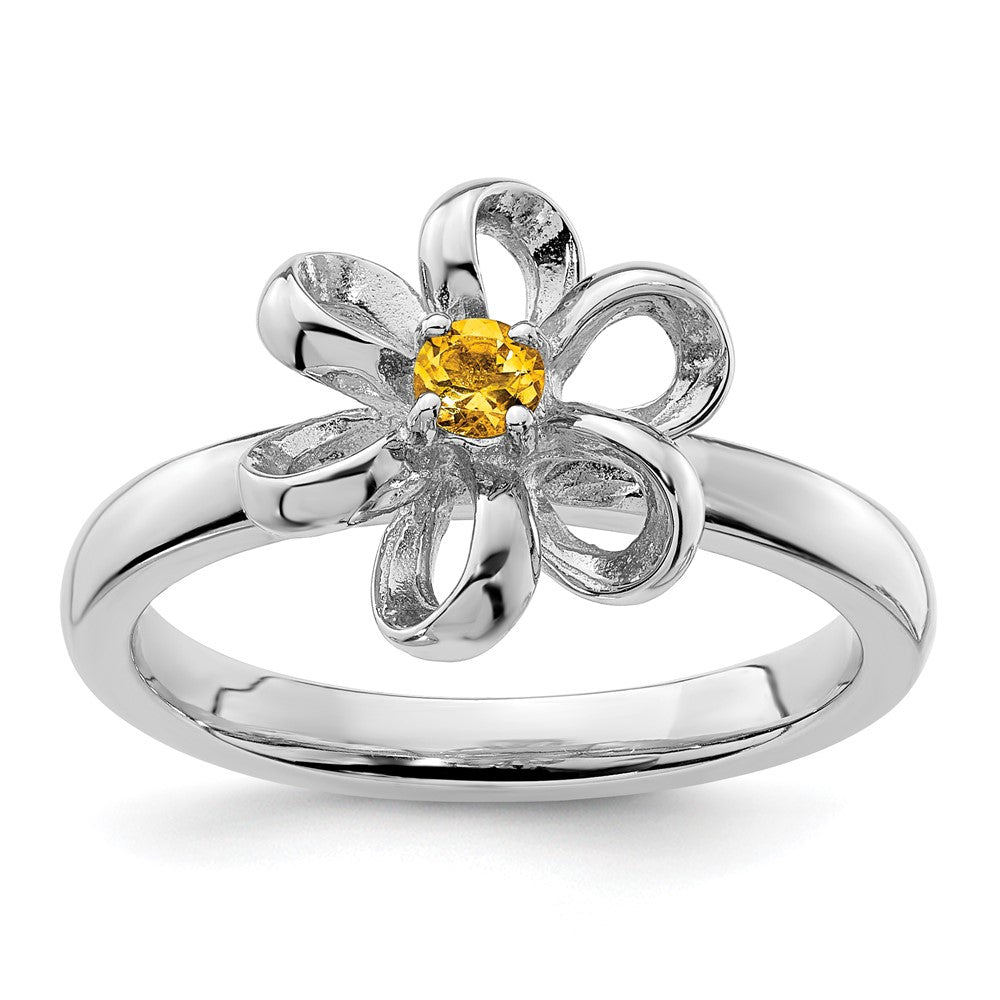 Image of ID 1 Sterling Silver Stackable Expressions Polished Citrine Flower Ring