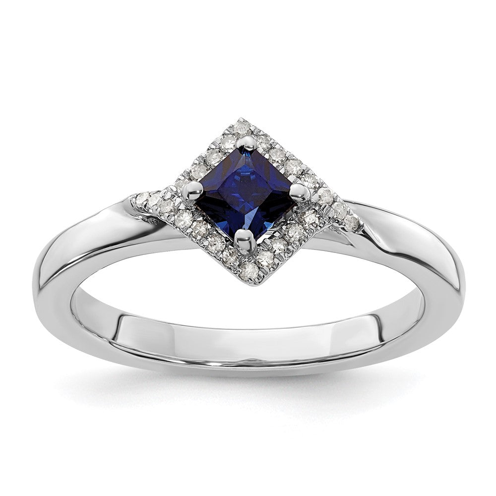 Image of ID 1 Sterling Silver Stackable Expressions Polished Cr Sapphire & Dia Ring