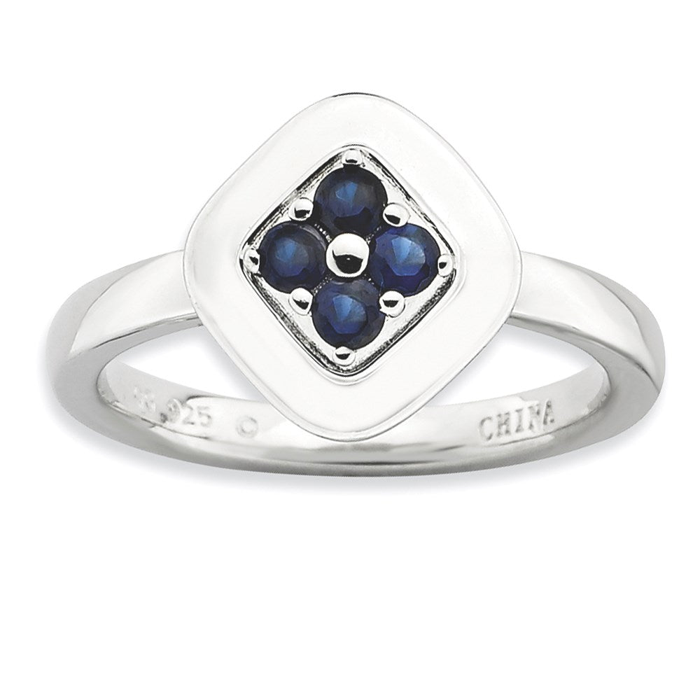 Image of ID 1 Sterling Silver Stackable Expressions Polished Created Sapphire Ring