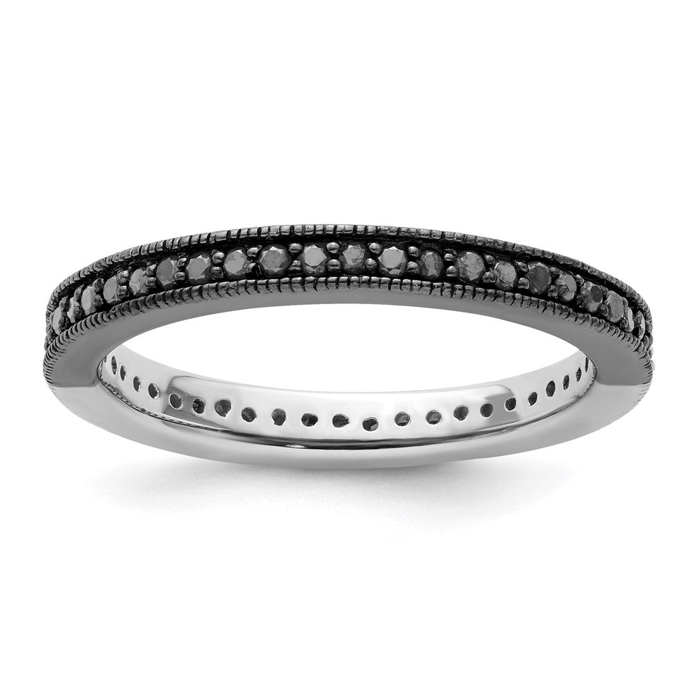Image of ID 1 Sterling Silver Stackable Expressions Polished Half Black/White Dia Ring
