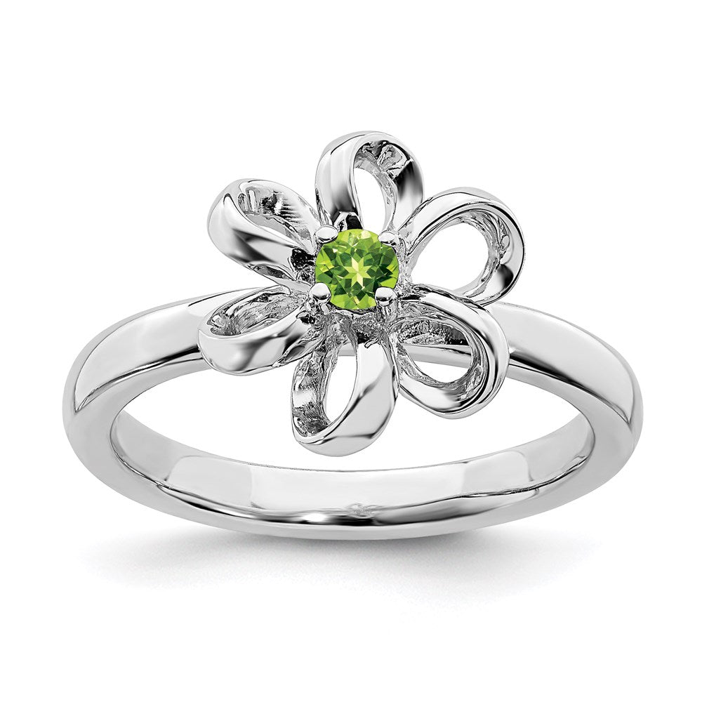 Image of ID 1 Sterling Silver Stackable Expressions Polished Peridot Flower Ring