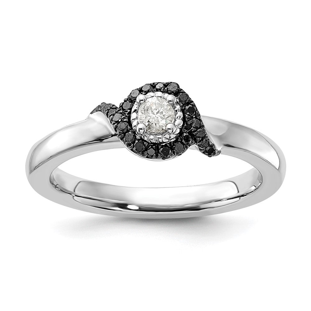 Image of ID 1 Sterling Silver Stackable Expressions Polished White/Black Diamond Ring