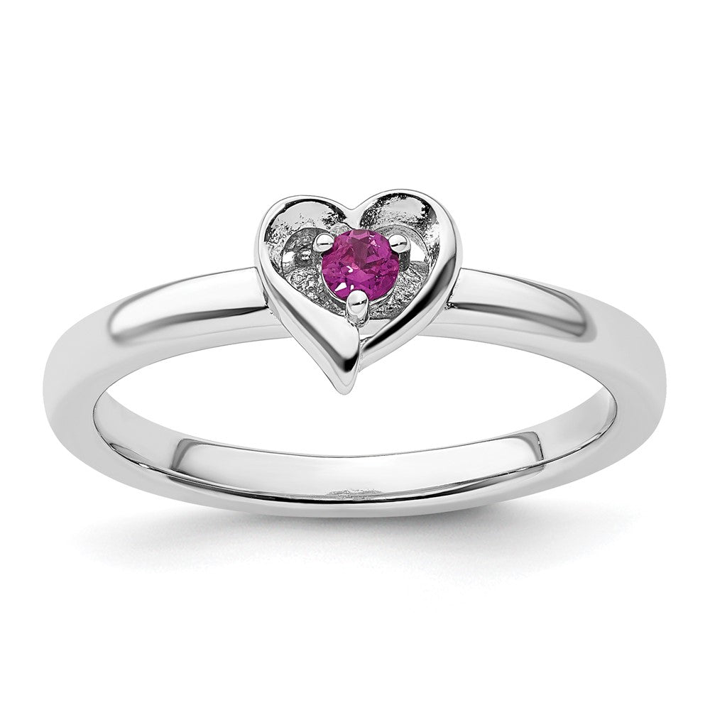 Image of ID 1 Sterling Silver Stackable Expressions Rhodolite Garnet Heart Ring
