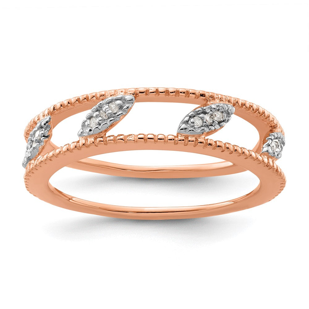 Image of ID 1 Sterling Silver Stackable Expressions Rose Gold-plated Diamond Jacket Ring