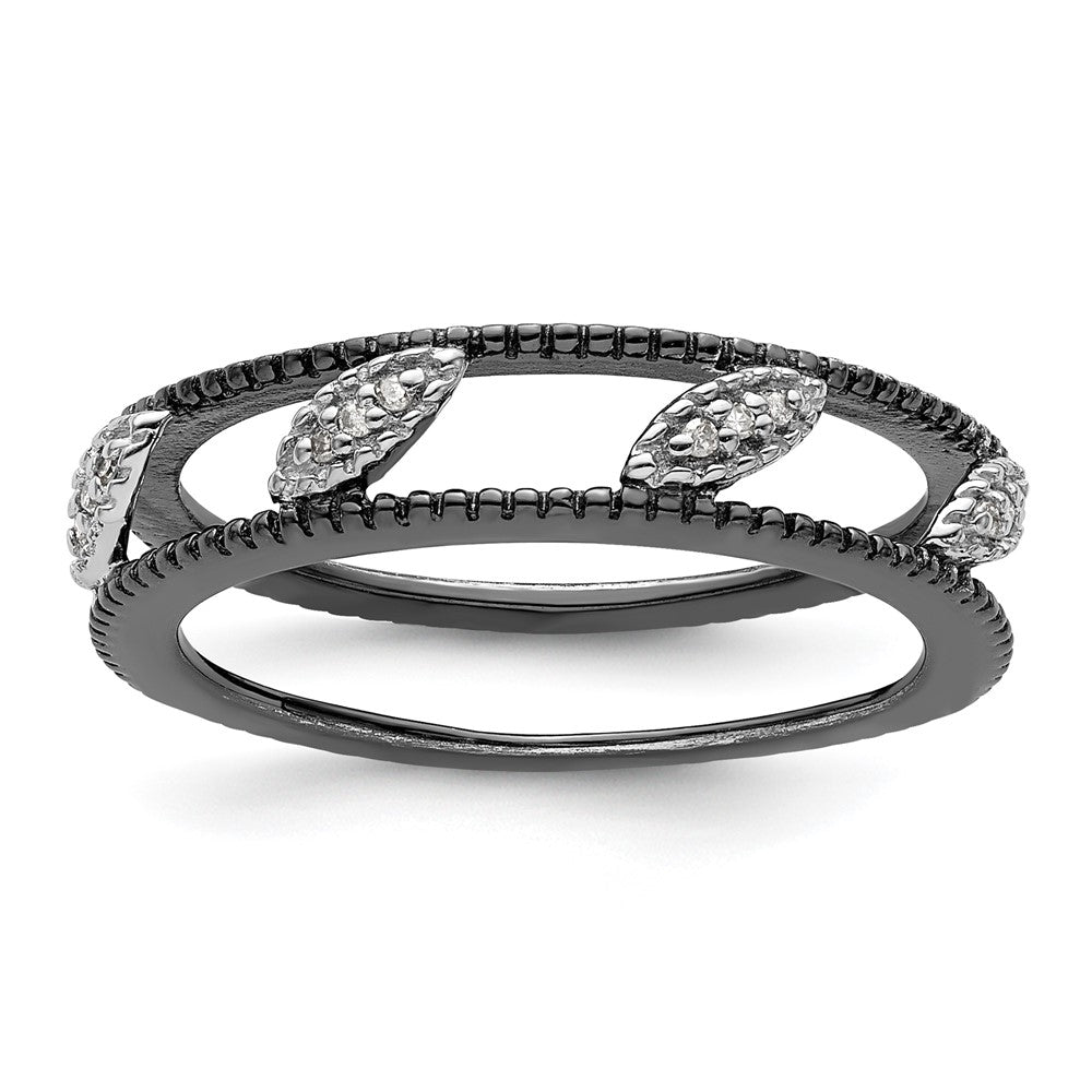 Image of ID 1 Sterling Silver Stackable Expressions Ruthenium-plated Diamond Jacket Ring