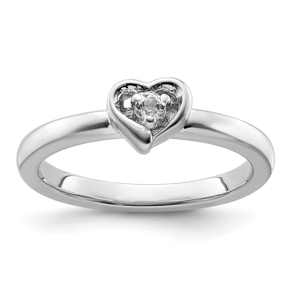 Image of ID 1 Sterling Silver Stackable Expressions White Topaz Heart Ring