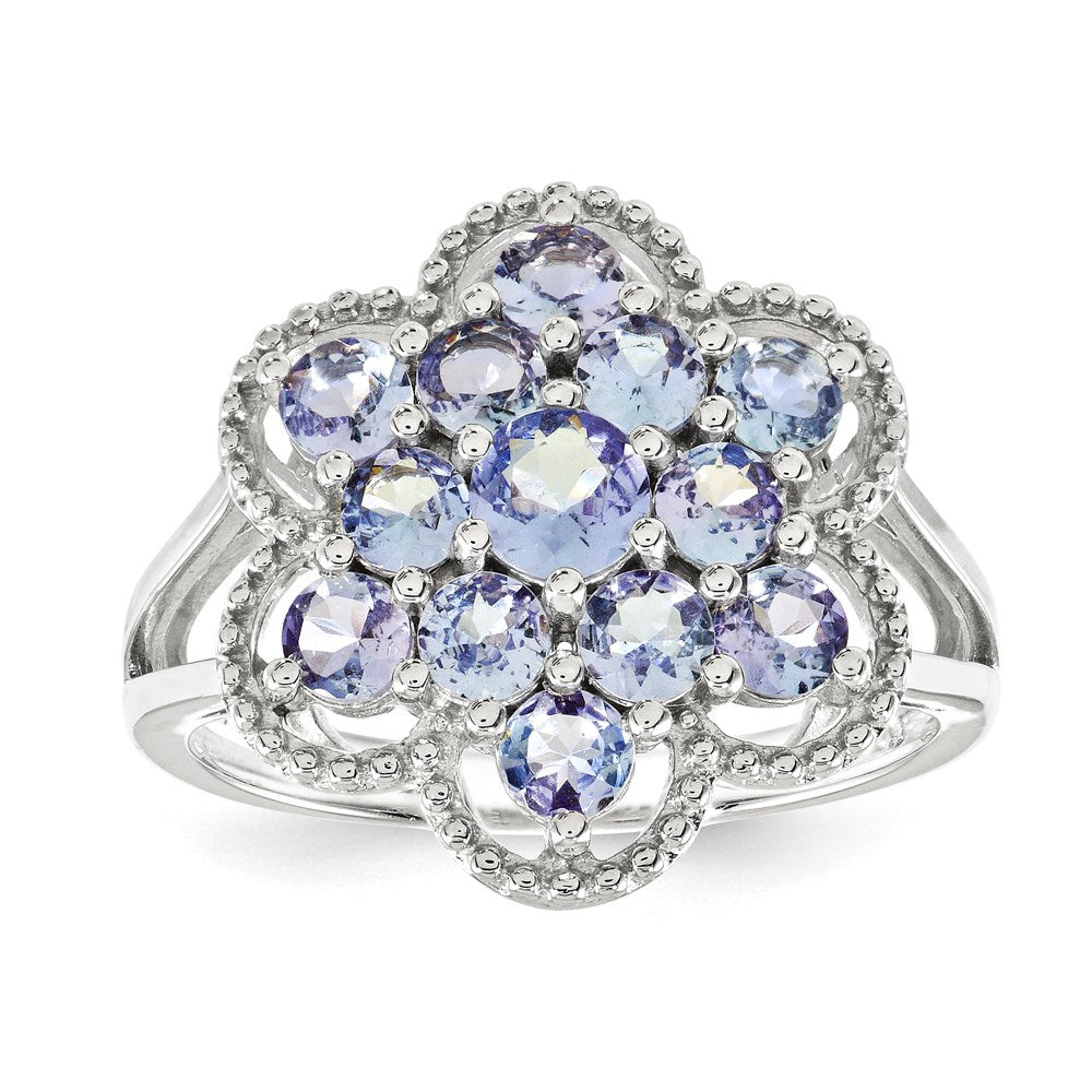 Image of ID 1 Sterling Silver Tanzanite Flower Ring