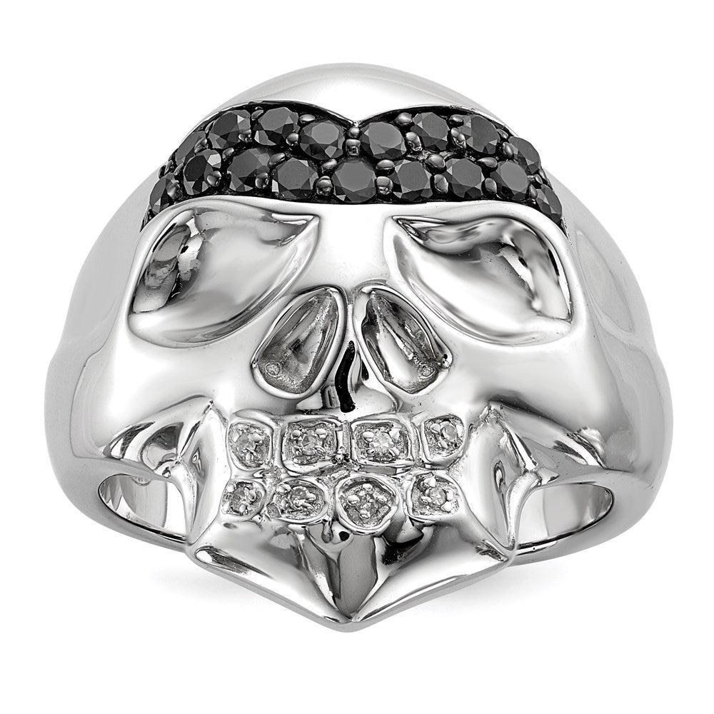 Image of ID 1 Sterling Silver White & Black Diamond Skull Ring