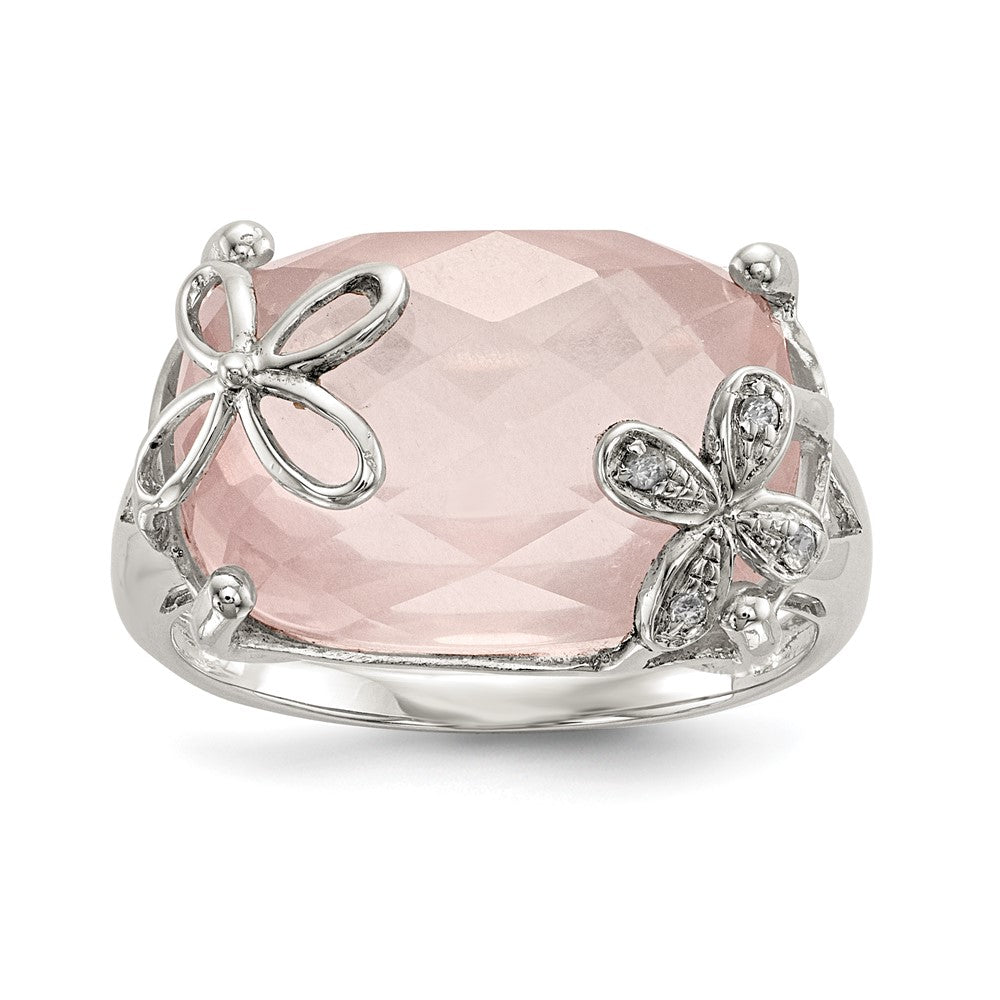 Image of ID 1 Sterling Silver w/ Rose Quartz & White Sapphire Ring