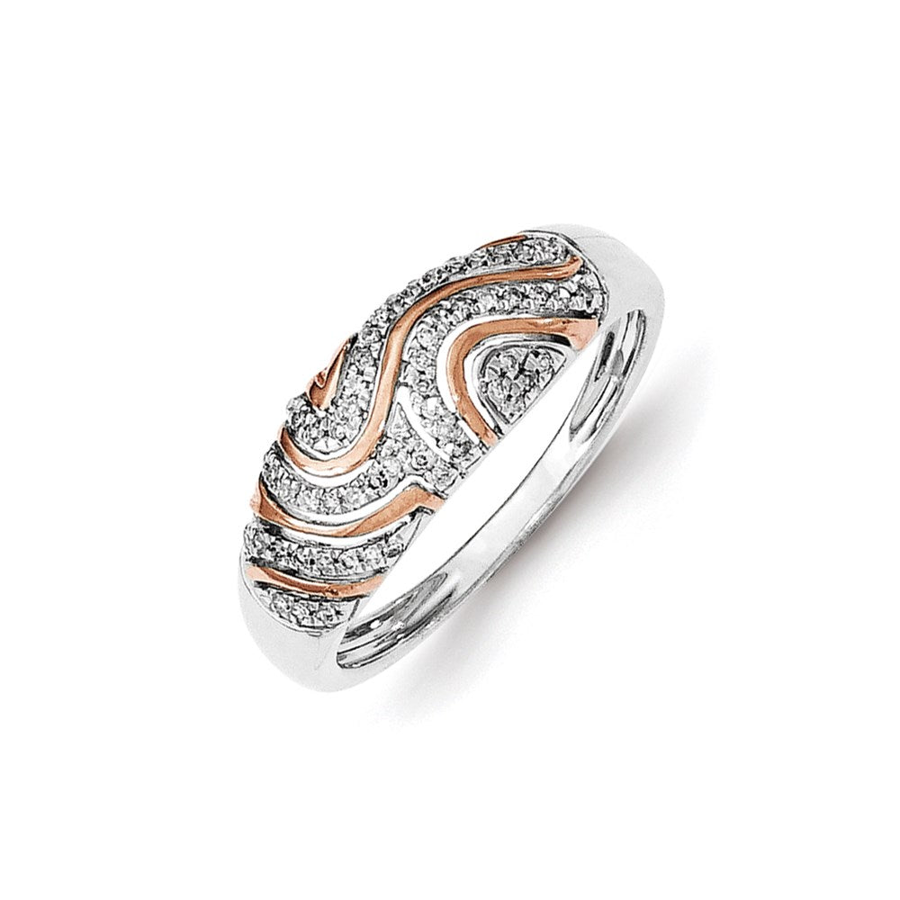 Image of ID 1 Sterling Silver w/Rose Gold Accent White Diamond Ring