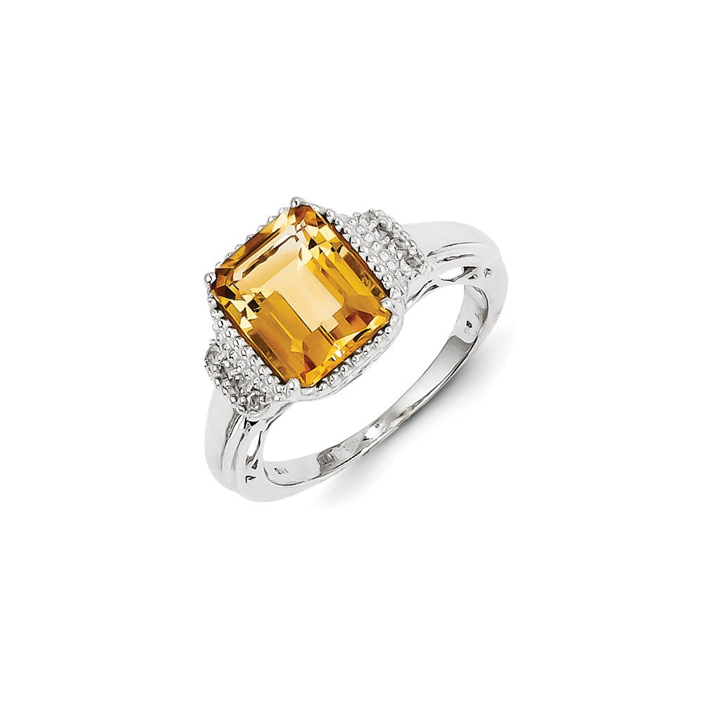 Image of ID 1 Sterling Silver with Citrine and White Topaz Rectangular Ring
