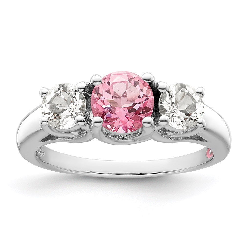 Image of ID 1 Survivor Collection Sterling Silver Rhodium-plated Clear Pink Swarovski Topaz Pamela Ring
