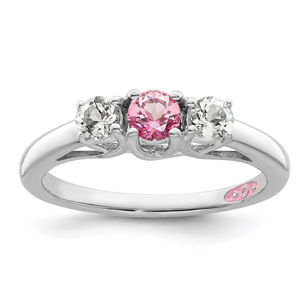 Image of ID 1 Survivor Collection Sterling Silver Rhodium-plated Clear and Pink Swarovski Topaz Pamela Ring